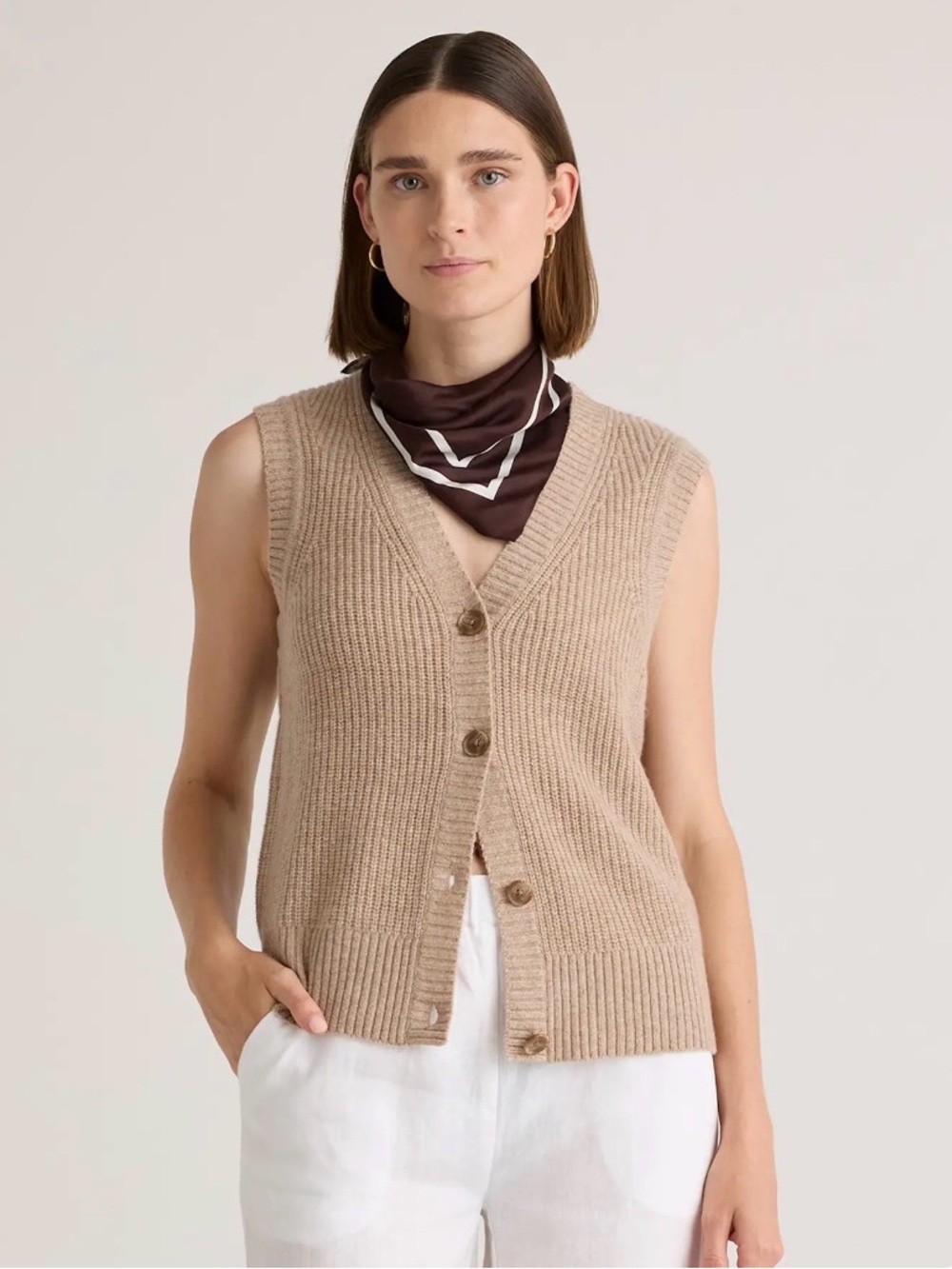 Quince Mongolian Cashmere Fisherman Sweater Vest